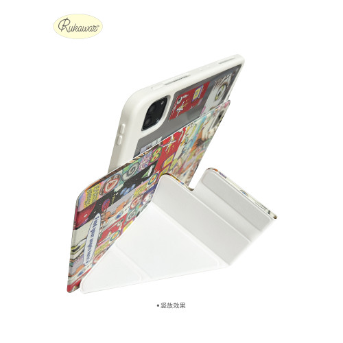 RUKAWAZxoliwa奧莉蛙聯名原創final angel磁吸亞克力帶筆槽防摔適用蘋果平板iPad pro air7/air6保護殼