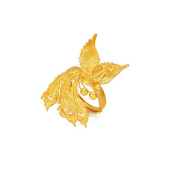 宏泰大喜珠寶鳳舞九天開口戒指活口可調節結婚仿真三金拍照飾品