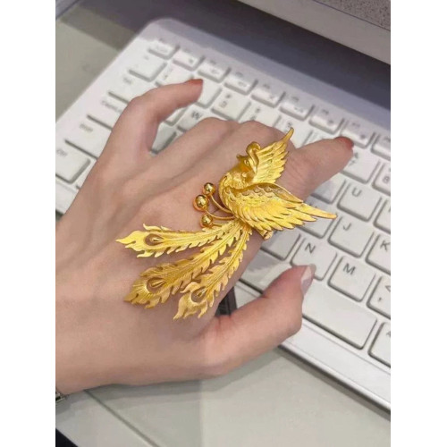 宏泰大喜珠寶鳳舞九天開口戒指活口可調節結婚仿真三金拍照飾品