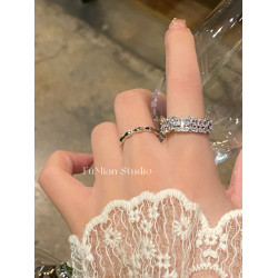 富眠Free 超閃鋯石開口戒指女ins小衆設計食指戒韓版時尚百搭指環