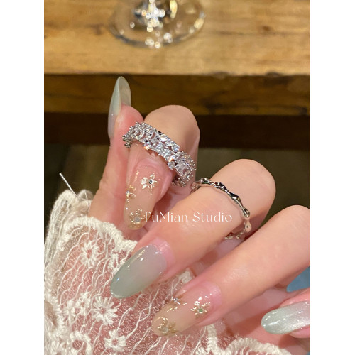 富眠Free 超閃鋯石開口戒指女ins小衆設計食指戒韓版時尚百搭指環