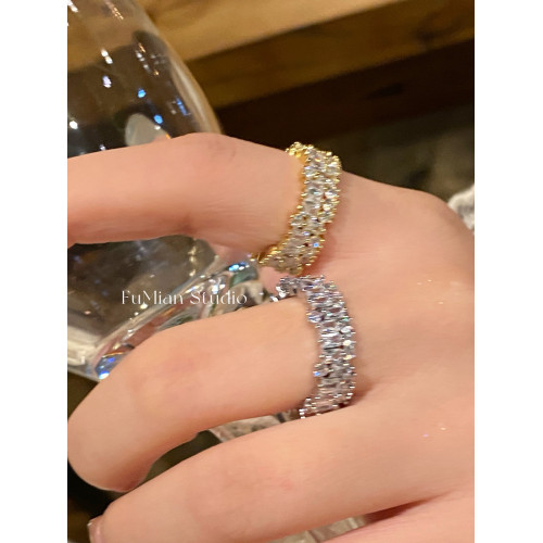 富眠Free 超閃鋯石開口戒指女ins小衆設計食指戒韓版時尚百搭指環