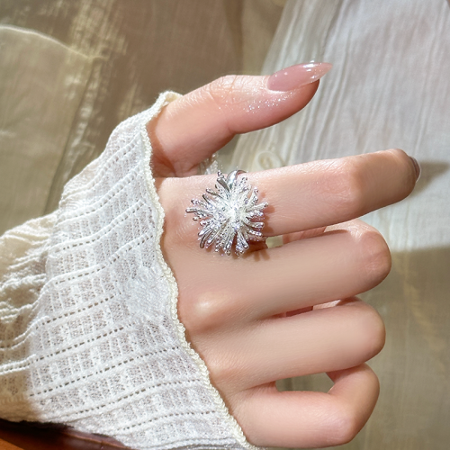 小衆設計銀色菸花戒指女輕奢高級感獨特個性食指指環2026新款爆款