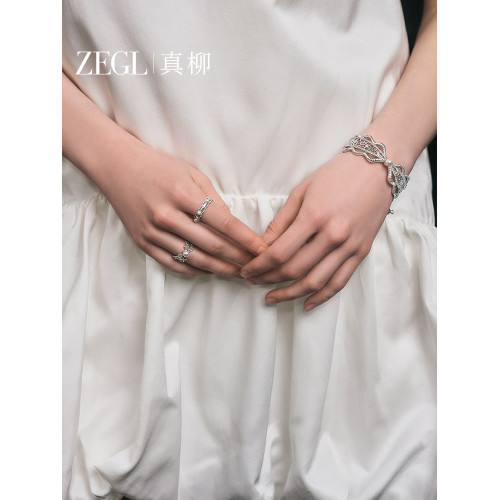 ZEGL設計師芭蕾系列法式戒指女春夏小衆輕奢人造珍珠開口食指套戒