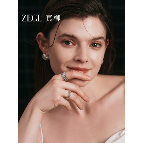 ZEGL設計師芭蕾系列法式戒指女春夏小衆輕奢人造珍珠開口食指套戒