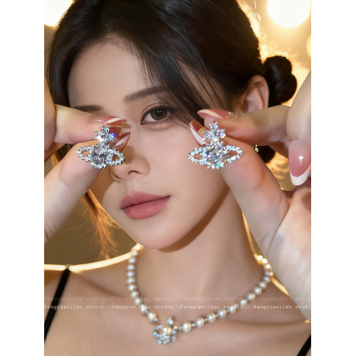 新星 土星西太後耳釘女輕奢高級感耳夾女無耳洞耳環小衆獨特耳飾