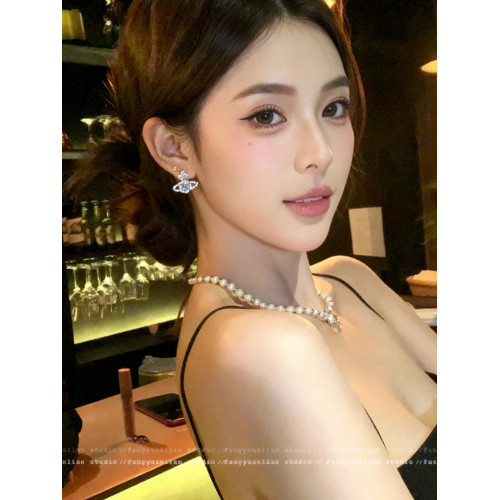 新星 土星西太後耳釘女輕奢高級感耳夾女無耳洞耳環小衆獨特耳飾