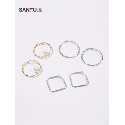 三福耳圈休閒簡約圈圈耳夾一對 時尚個性耳飾首飾配飾耳環841828