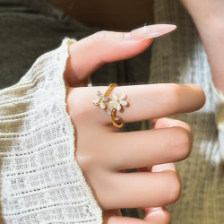 金色花朵開口戒指女小衆設計巨好看的食指戒輕奢高級感2026新爆款