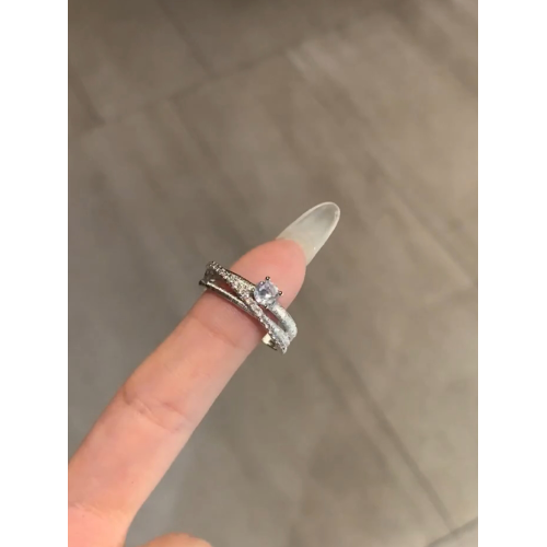 爆閃仿鑽三環星軌戒指小衆輕奢復古高級感氣質精緻百搭食指戒指環 爆閃仿鑽三環星軌戒指小衆輕奢復古高級感氣質精緻百搭食指戒指環