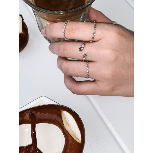 LLab s925銀 原創食物系列叉子勺子開口可調節戒指