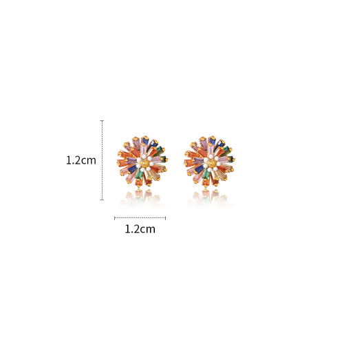 小衆彩虹花朵耳釘女彩色小雛菊設計時尚氣質高級感多巴胺耳墜耳飾