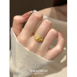 爆閃！小碎鑽雪花金開口戒指女沙金不掉色食指戒開口指環小衆設計