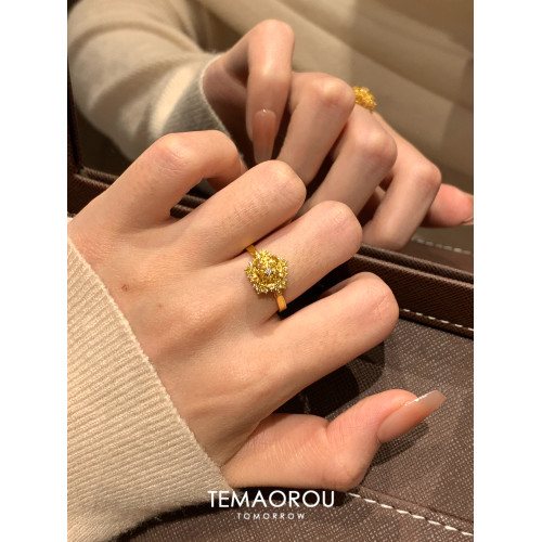 爆閃！小碎鑽雪花金開口戒指女沙金不掉色食指戒開口指環小衆設計