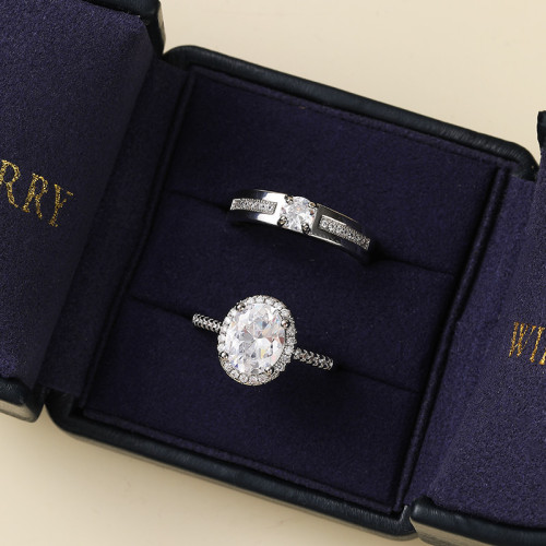 奢華款結婚仿真活口對戒橢圓形鴿子蛋克拉假鑽戒婚禮儀式道具