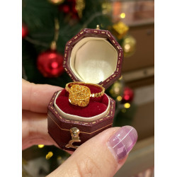 高級感18k金色亮晶晶爆閃小方糖戒指女輕奢高顔值指環開口可調節