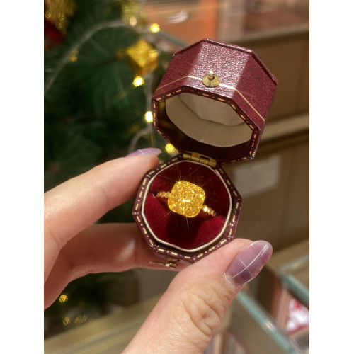 高級感18k金色亮晶晶爆閃小方糖戒指女輕奢高顔值指環開口可調節 高級感18k金色亮晶晶爆閃小方糖戒指女輕奢高顔值指環開口可調節