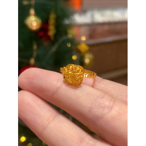 高級感18k金色亮晶晶爆閃小方糖戒指女輕奢高顔值指環開口可調節 高級感18k金色亮晶晶爆閃小方糖戒指女輕奢高顔值指環開口可調節