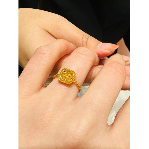 高級感18k金色亮晶晶爆閃小方糖戒指女輕奢高顔值指環開口可調節 高級感18k金色亮晶晶爆閃小方糖戒指女輕奢高顔值指環開口可調節