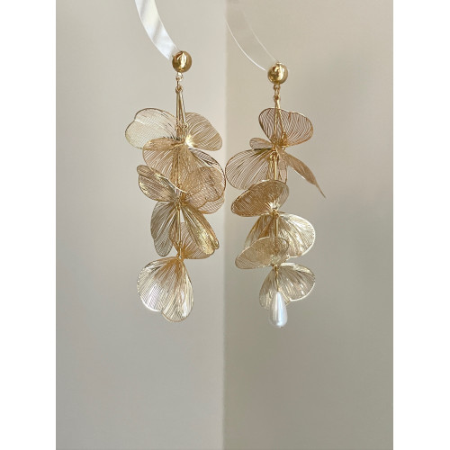 Vintage古著 Apricot leaf tassels耳飾