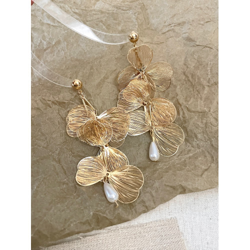 Vintage古著 Apricot leaf tassels耳飾