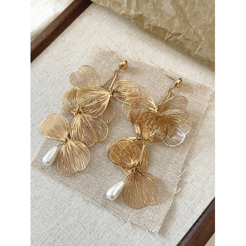 Vintage古著 Apricot leaf tassels耳飾