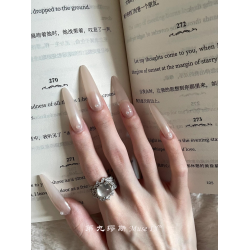 【第九繆斯】清冷感灰色蛋面滿鑽戒指女復古新中式氣質高級感指環