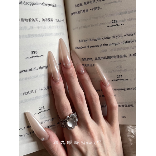 【第九繆斯】清冷感灰色蛋面滿鑽戒指女復古新中式氣質高級感指環