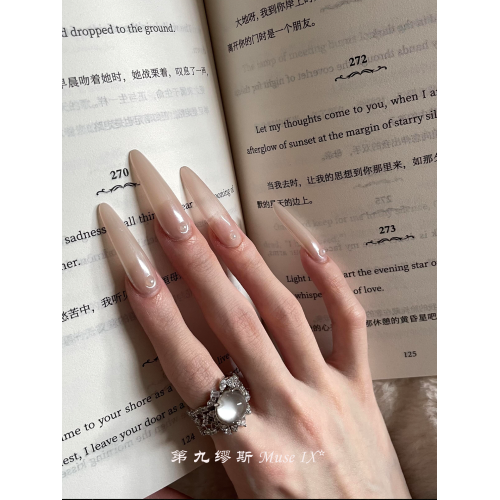 【第九繆斯】清冷感灰色蛋面滿鑽戒指女復古新中式氣質高級感指環