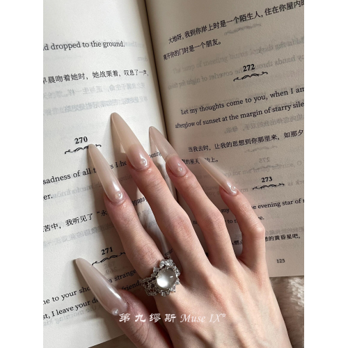 【第九繆斯】清冷感灰色蛋面滿鑽戒指女復古新中式氣質高級感指環