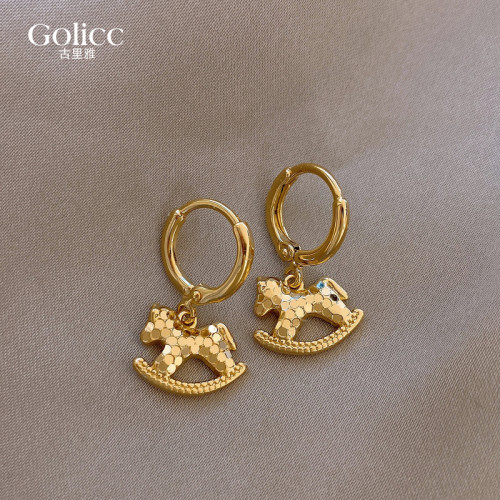 金色碎碎冰小馬本命年耳環女巨好看耳飾耳釘2026新款爆款高級感