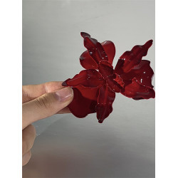 歐美復古風酒紅色花朵開口戒指臂環女小衆個性時尚誇張設計感配飾