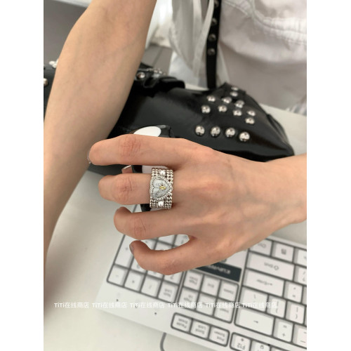 周也黃霄雲同款蝴蝶星芒愛心珍珠滴油寬版戒指開口食指戒配飾禮物