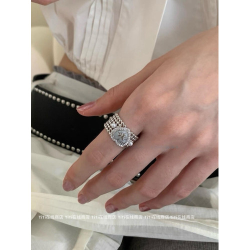 周也黃霄雲同款蝴蝶星芒愛心珍珠滴油寬版戒指開口食指戒配飾禮物