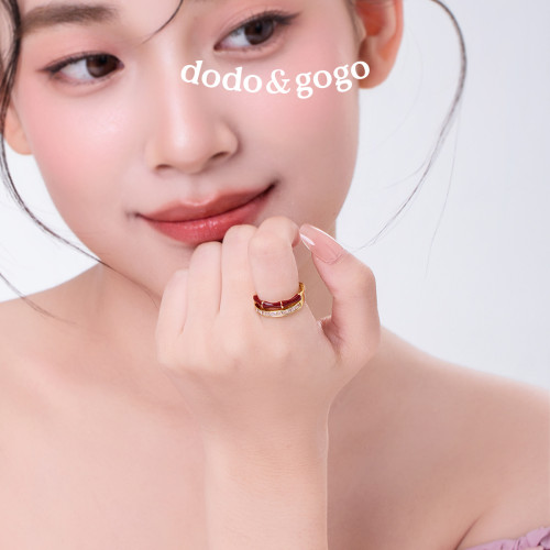 DODOGOGO新中式開口戒指小衆輕奢高級感紅色時尚風竹節指環戒