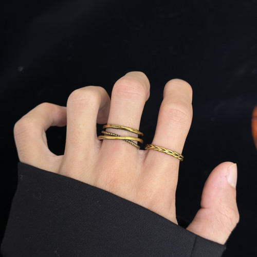 新款古銅復古做舊金色開口女戒指小衆設計感高級食指戒百搭指環男 新款古銅復古做舊金色開口女戒指小衆設計感高級食指戒百搭指環男