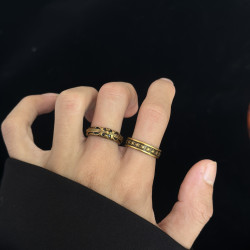 新款古金色十字戒指女生高級感小衆潮龐克戒指男生小圈口曡戴指環