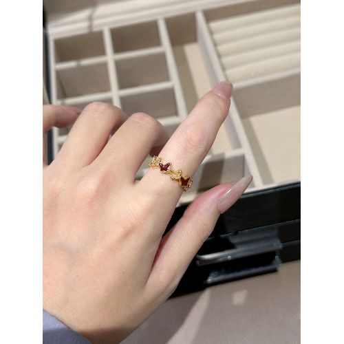 LYNNROMAN紅色滴釉蝴蝶戒指鏤空開口可調節食指戒女輕奢小衆指環 LYNNROMAN紅色滴釉蝴蝶戒指鏤空開口可調節食指戒女輕奢小衆指環