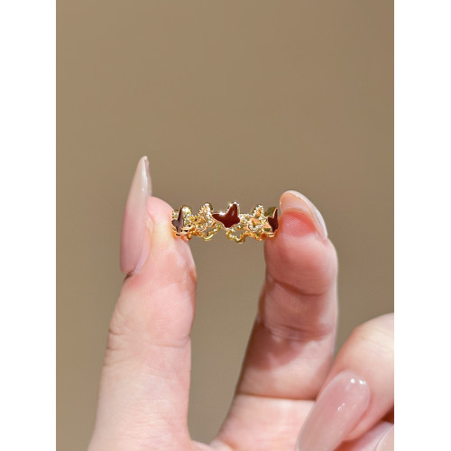 LYNNROMAN紅色滴釉蝴蝶戒指鏤空開口可調節食指戒女輕奢小衆指環 LYNNROMAN紅色滴釉蝴蝶戒指鏤空開口可調節食指戒女輕奢小衆指環