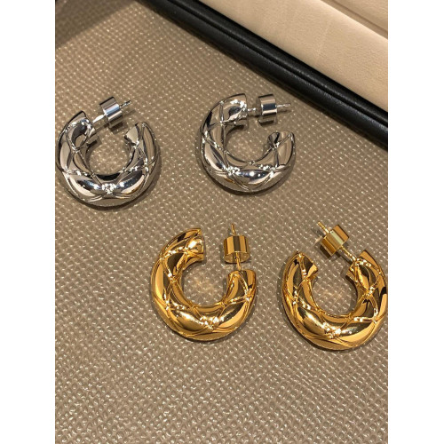 S925銀針金屬菱格紋圓圈耳環女輕奢高級感小衆獨特耳圈秋冬耳飾品