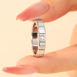 小冰塊單鑽戒指碎鑽小衆設計高級感男女儀式婚戒食指通勤素圈指環