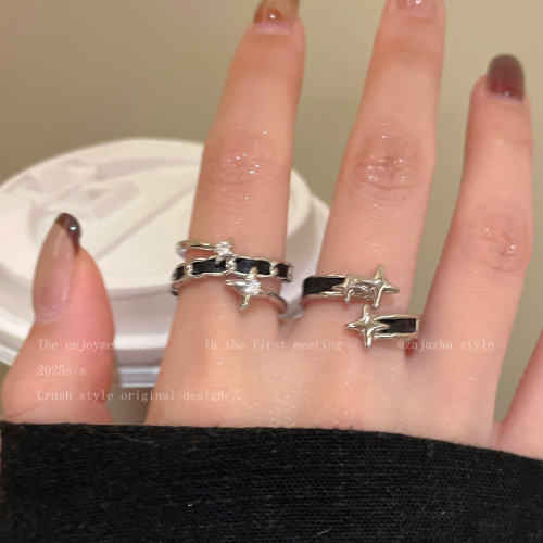 星辰碎片~銀色芒星開口戒指女復古個性曡戴指環高級感百搭食指戒 星辰碎片~銀色芒星開口戒指女復古個性曡戴指環高級感百搭食指戒