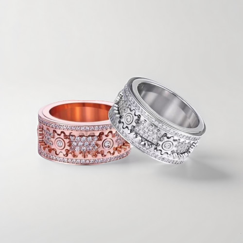 滿天星轉動戒指齒輪戒指可轉動戒指男女情侶旋轉輪滿天星指環潮流