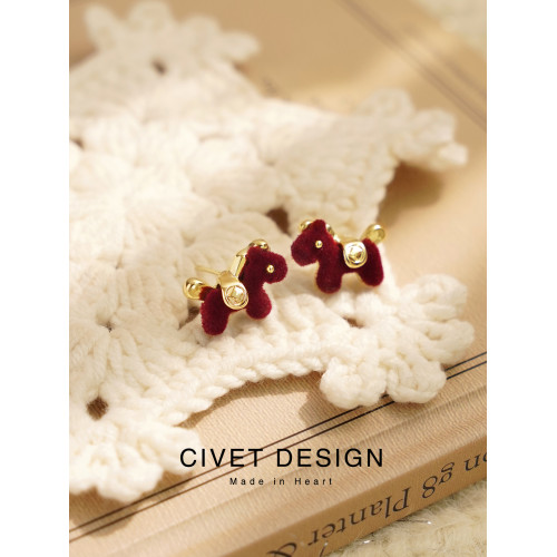 2026新年款馬上來財耳釘耳夾可愛甜美百搭紅色耳環學生無耳洞少