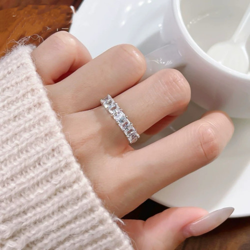 楠楠輕奢時尚閃亮冰糖方形戒指女個性簡約ins氣質易搭食指戒指環 楠楠輕奢時尚閃亮冰糖方形戒指女個性簡約ins氣質易搭食指戒指環