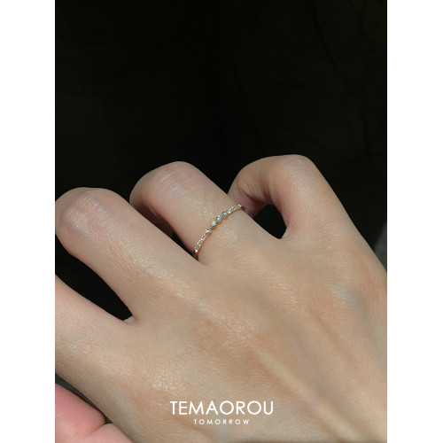 極細款mini閃鑽戒指簡約精緻高級感曡戴鍍18K金食指戒指環女日常