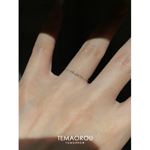 極細款mini閃鑽戒指簡約精緻高級感曡戴鍍18K金食指戒指環女日常