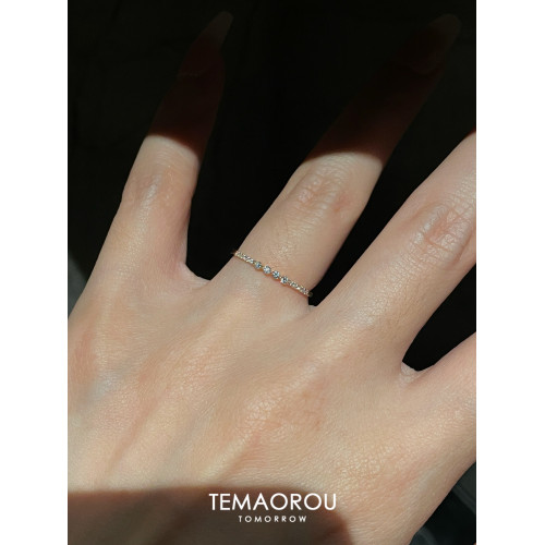 極細款mini閃鑽戒指簡約精緻高級感曡戴鍍18K金食指戒指環女日常