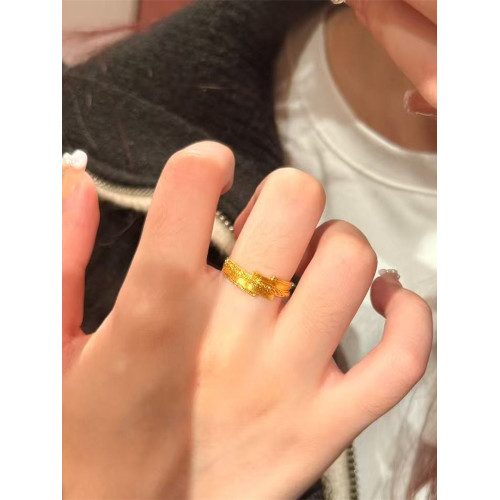 《絨光躍金》復古國潮24k金戒指小衆獨特細膩質感不掉色百搭女ins