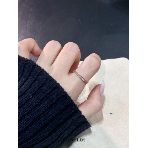 CieloGlim 碎閃細戒 10分鑽石火彩小排鑽戒指女925銀簡約百搭曡戴